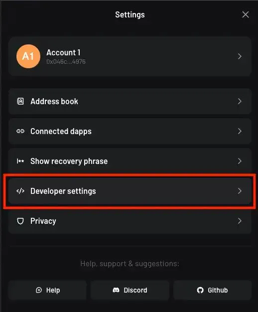 &quot;Developer Settings&quot;